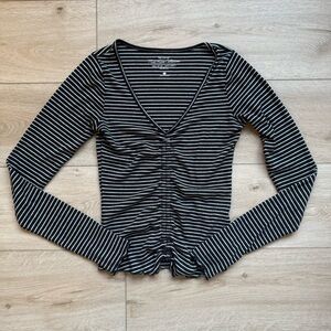 Hollister Black and White Striped Women's Top